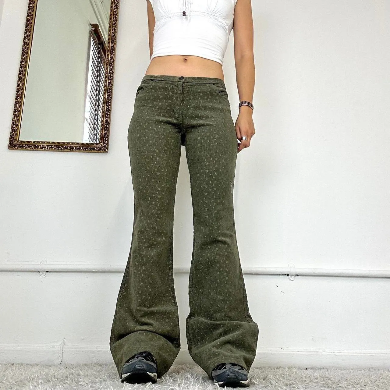 00’s embroidered flared trousers