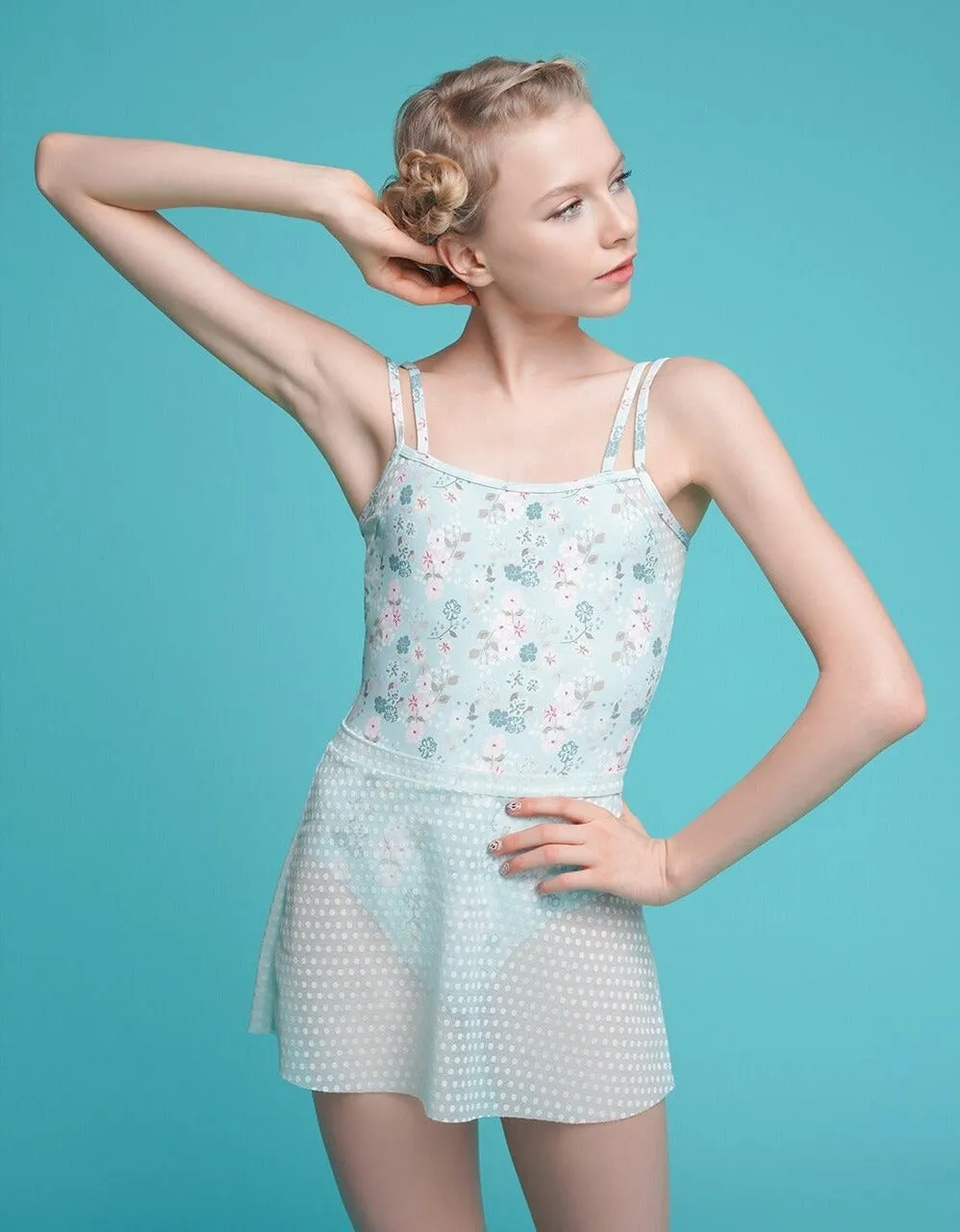 A-Line Skirt Powder Blue Dot Lace RTW