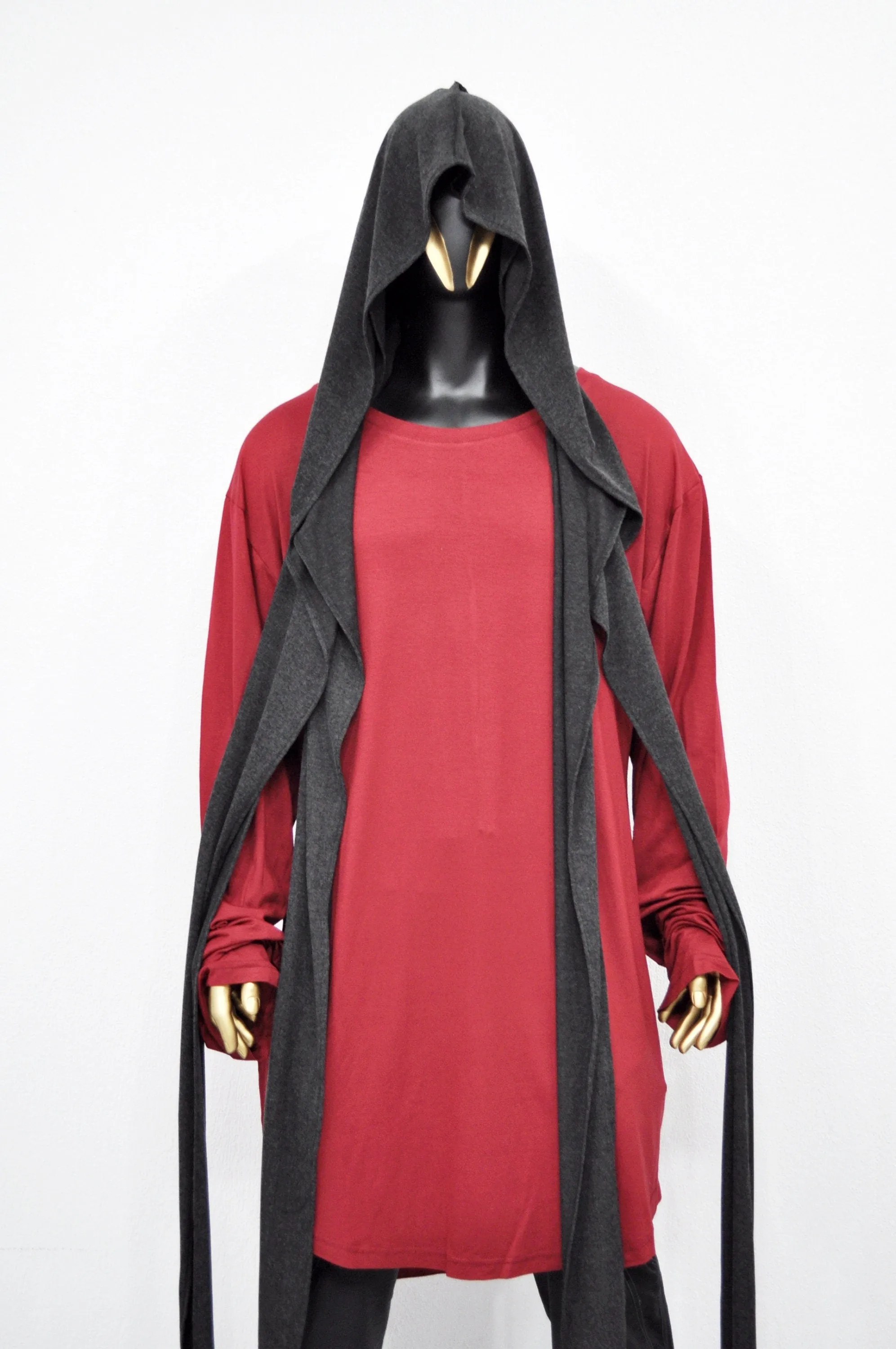 Adult Extra LONG Scarf,Gray Cowl Shawl Hooded Mens,Wrap Giant Hood,Oversized Blanket Scarf,Creed,Cyber SteamPunk Anarchy,Apocalyptic-BB0153