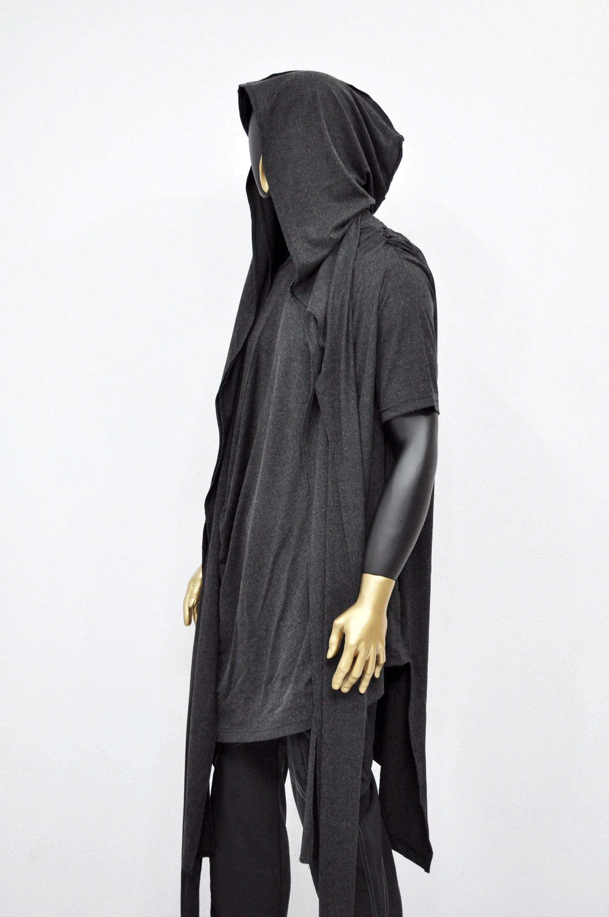 Adult Extra LONG Scarf,Gray Cowl Shawl Hooded Mens,Wrap Giant Hood,Oversized Blanket Scarf,Creed,Cyber SteamPunk Anarchy,Apocalyptic-BB0153
