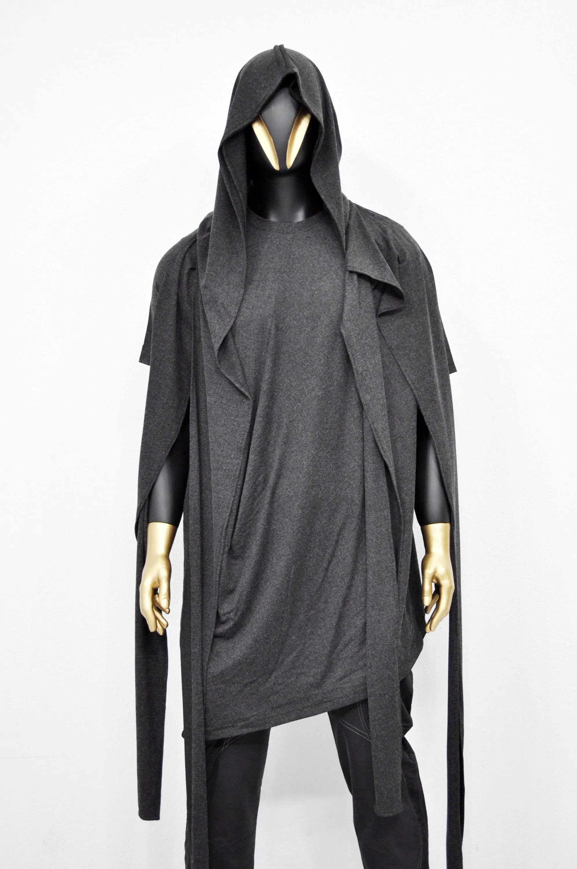 Adult Extra LONG Scarf,Gray Cowl Shawl Hooded Mens,Wrap Giant Hood,Oversized Blanket Scarf,Creed,Cyber SteamPunk Anarchy,Apocalyptic-BB0153