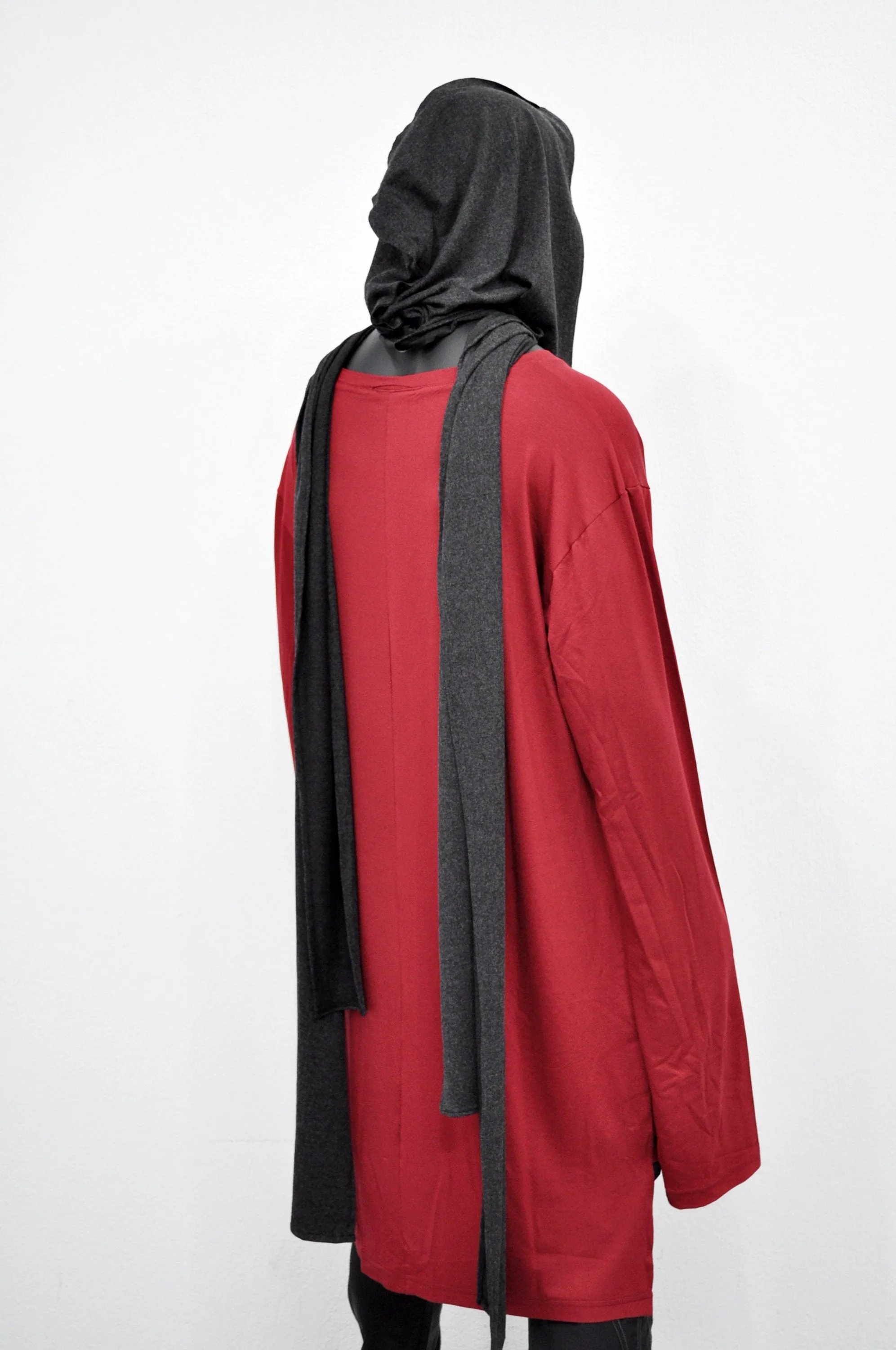 Adult Extra LONG Scarf,Gray Cowl Shawl Hooded Mens,Wrap Giant Hood,Oversized Blanket Scarf,Creed,Cyber SteamPunk Anarchy,Apocalyptic-BB0153