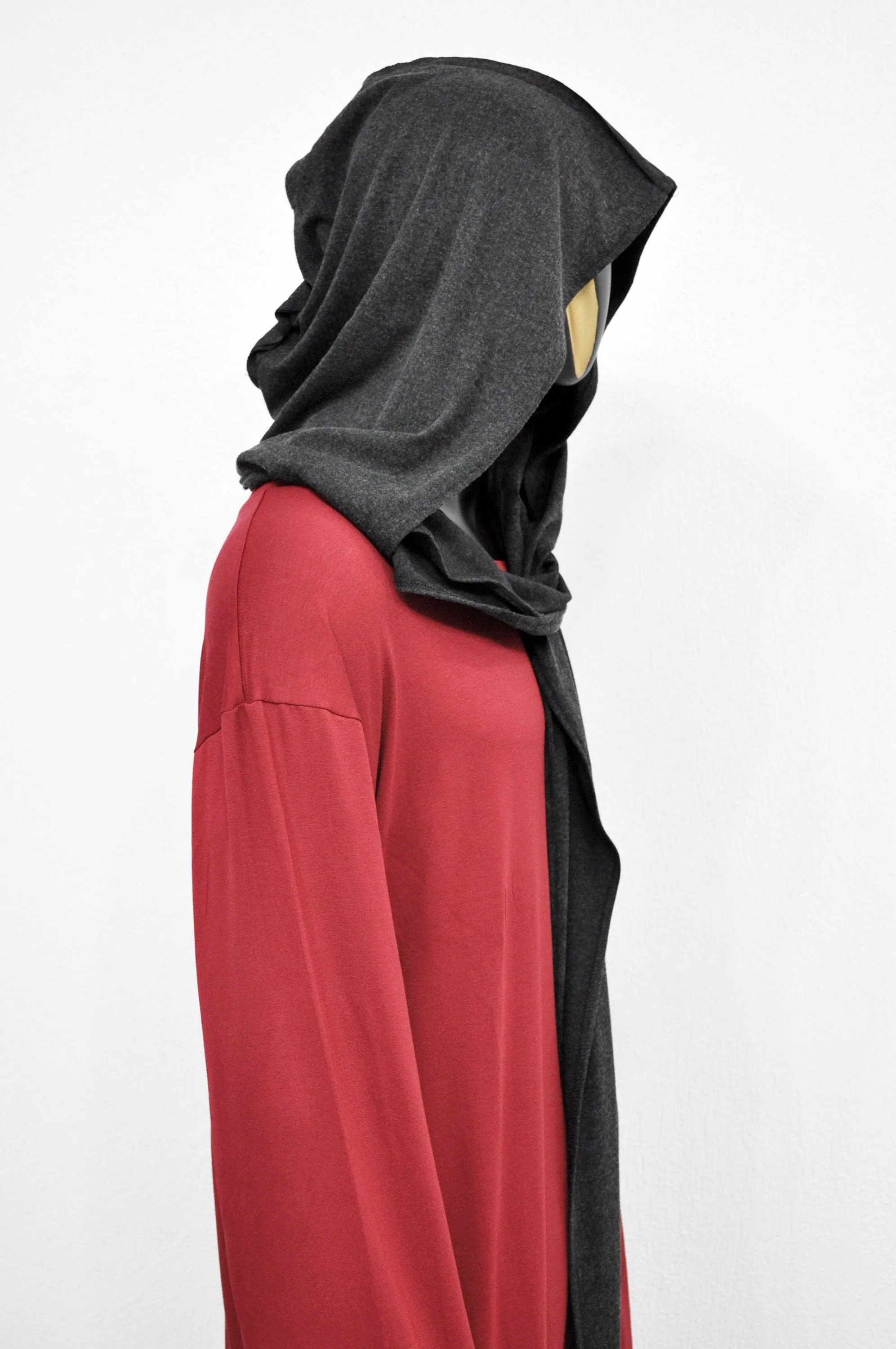 Adult Extra LONG Scarf,Gray Cowl Shawl Hooded Mens,Wrap Giant Hood,Oversized Blanket Scarf,Creed,Cyber SteamPunk Anarchy,Apocalyptic-BB0153