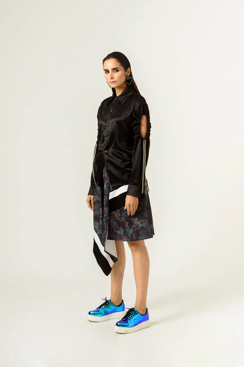 Agitation Print Front Panelled Skirt