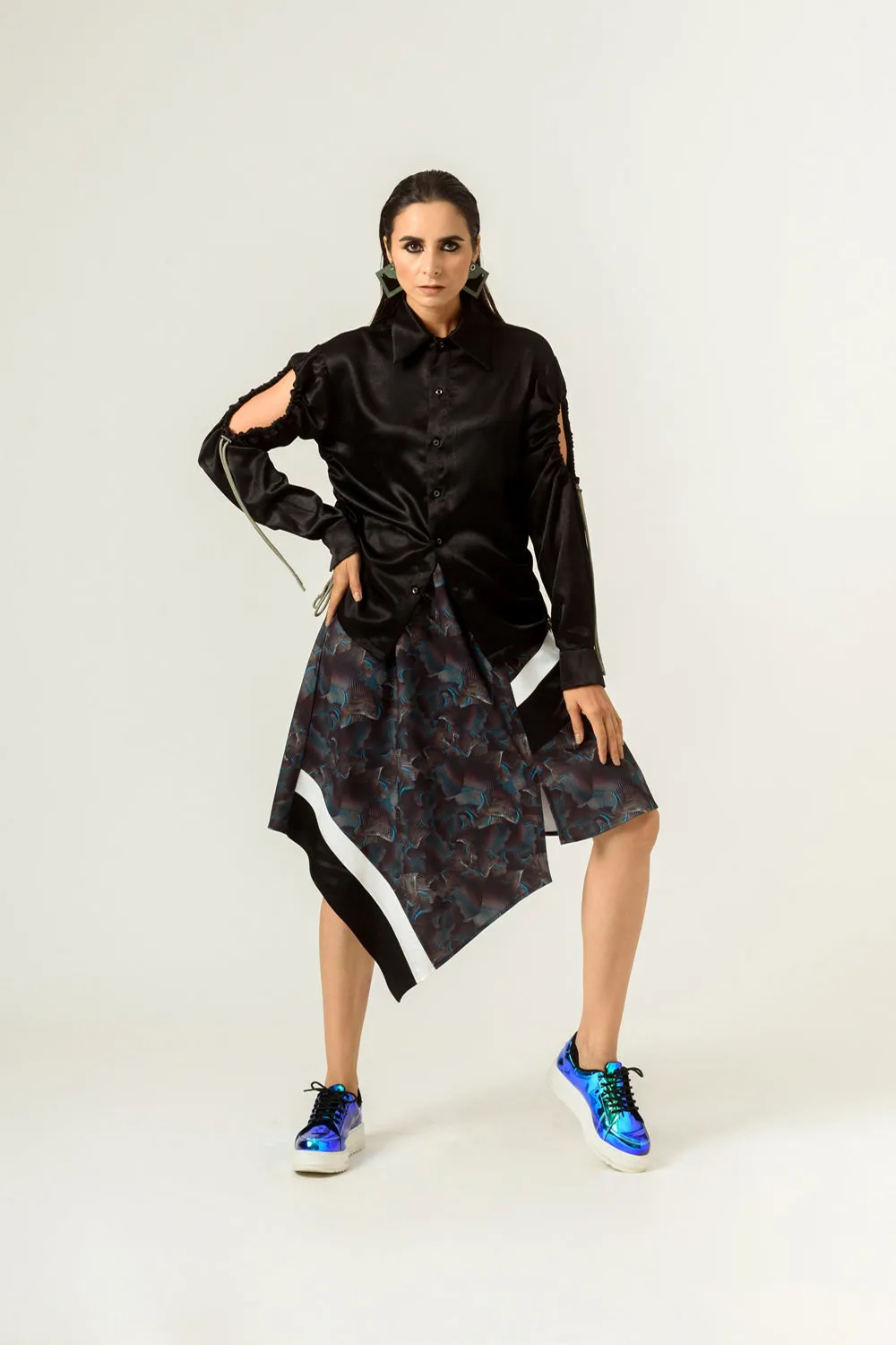 Agitation Print Front Panelled Skirt