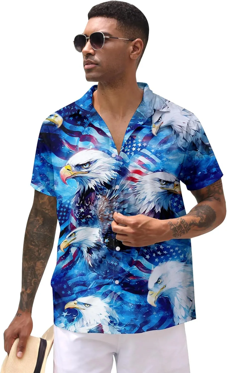 ALISISTER Men's Hawaiian Shirt Button Down Short Sleeve Shirts Funny Novelty Holiday Tops