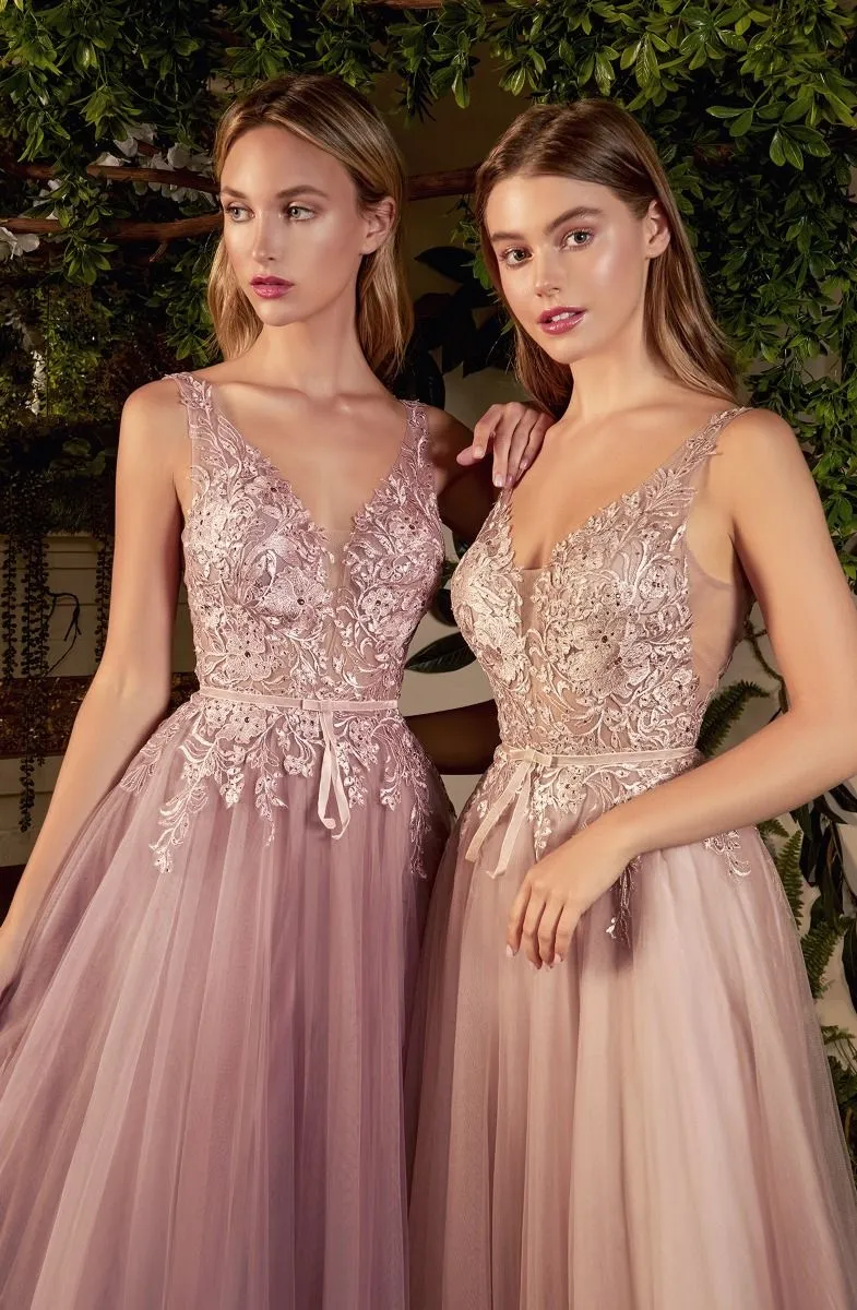 Andrea & Leo A1045: Crystal Embellished Tulle A-Line Dress