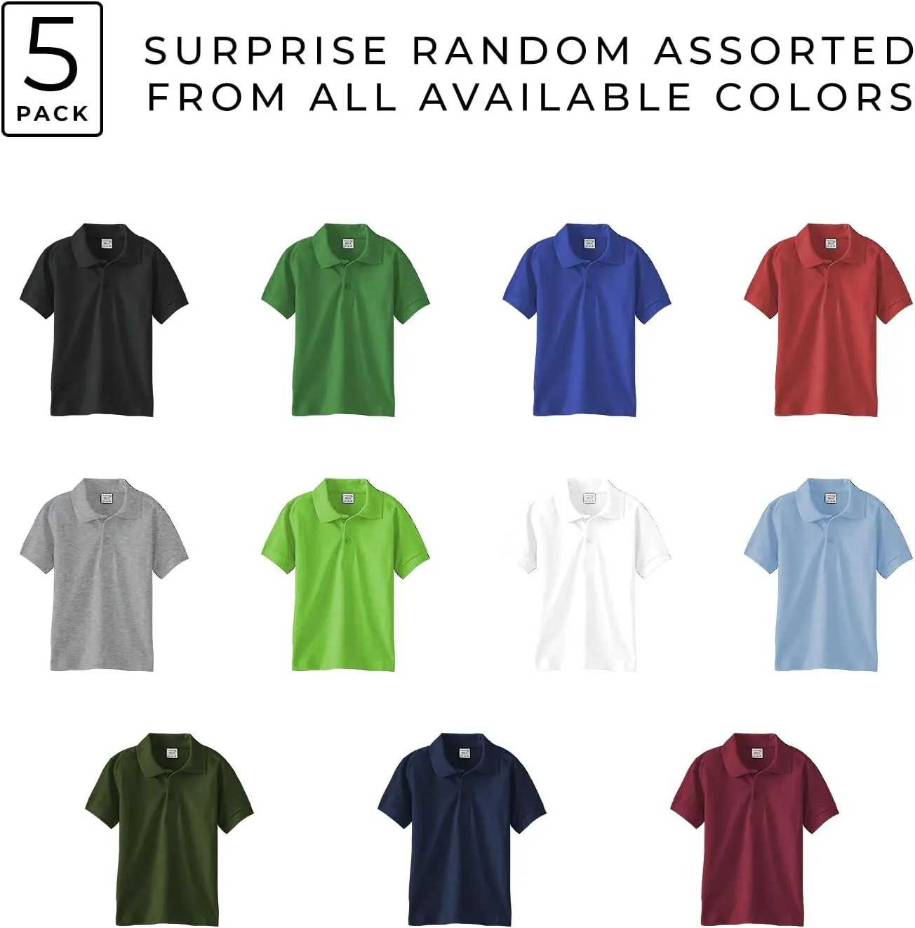 Andrew Scott Boys Multi Pack Short Sleeve Pique Polo Shirts | School Camp Uniform Cotton Shirts | 3 Pack & 5 Pack