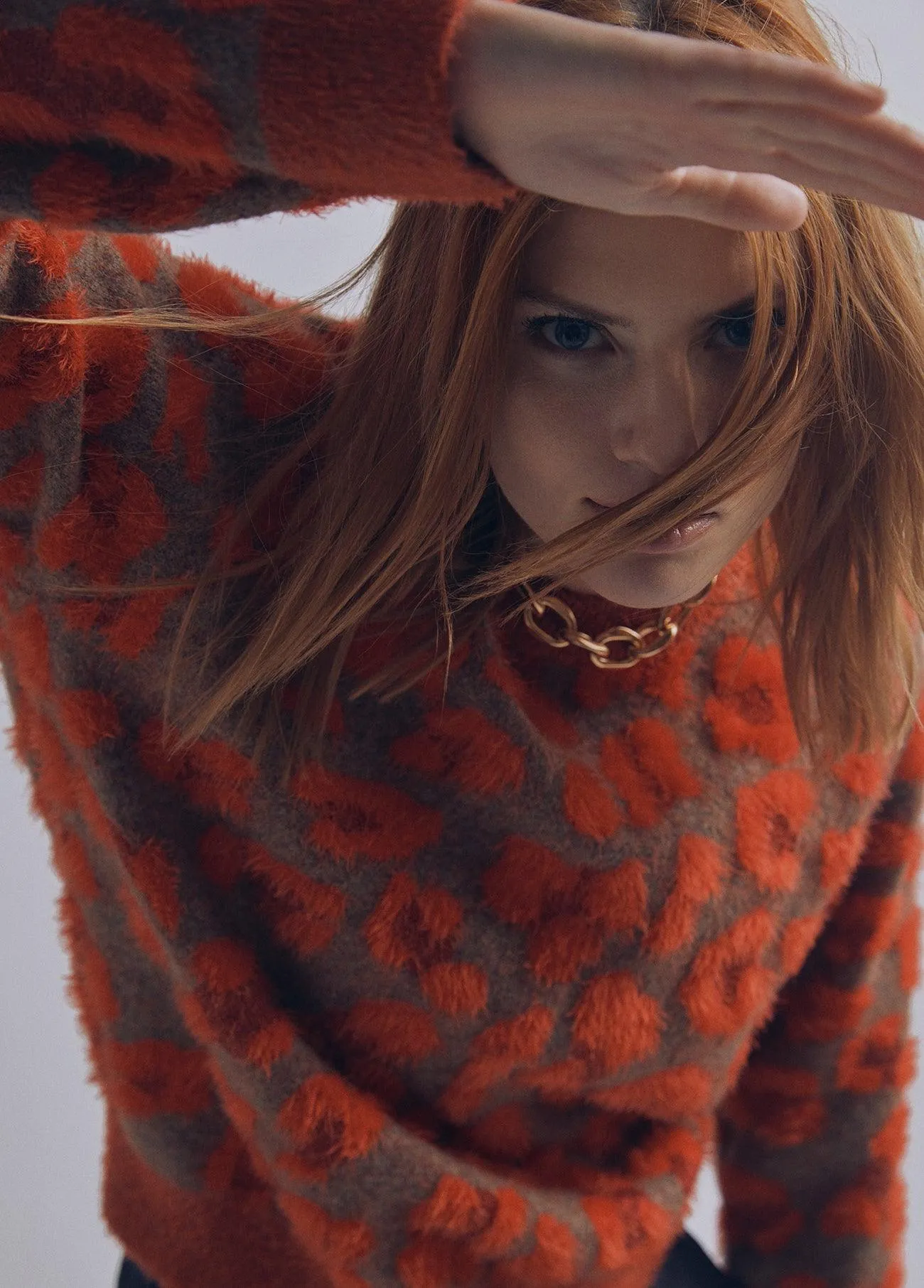 Animal print knit sweater