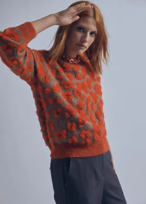 Animal print knit sweater