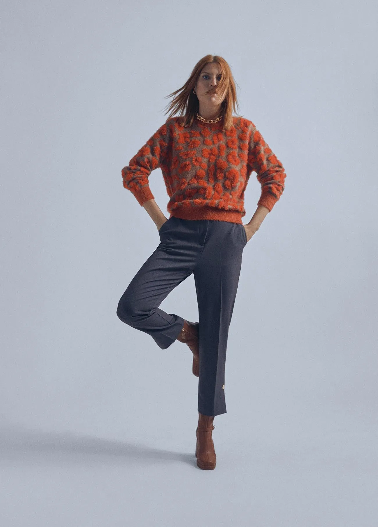 Animal print knit sweater