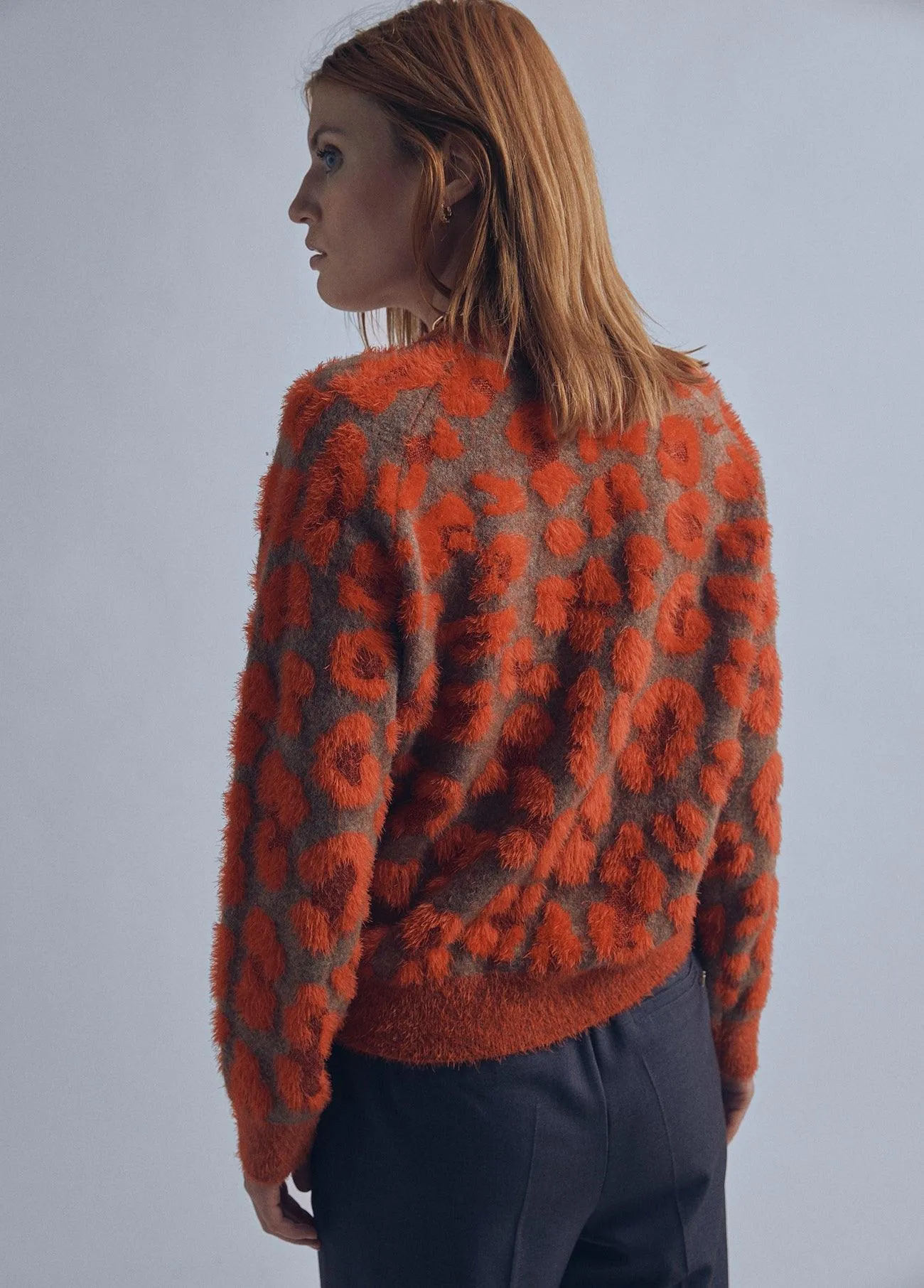 Animal print knit sweater