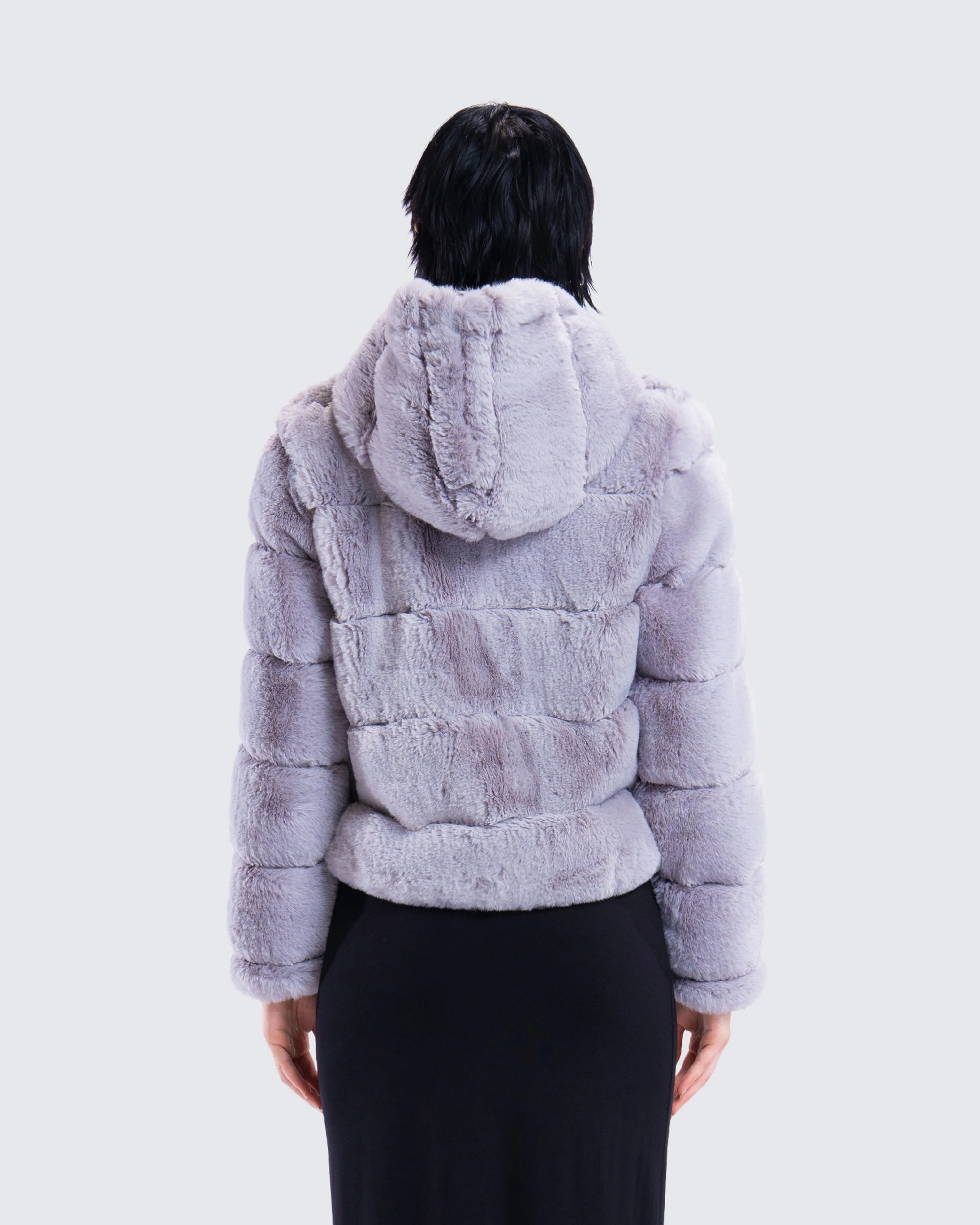 Aspen Grey Faux Fur Hooded Jacket