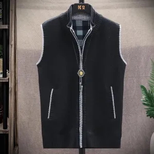 Autumn Jacket Men Warm Cashmere Casual Wool Zipper Slim Fit Fleece Jacket Winter Men Coat Dress Knitwear - S4812416
