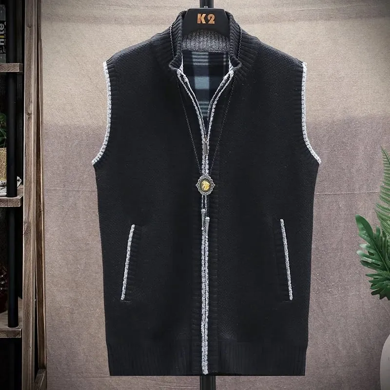 Autumn Jacket Men Warm Cashmere Casual Wool Zipper Slim Fit Fleece Jacket Winter Men Coat Dress Knitwear - S4812416