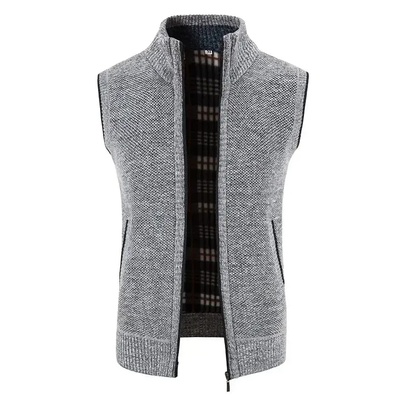 Autumn Jacket Men Warm Cashmere Casual Wool Zipper Slim Fit Fleece Jacket Winter Men Coat Dress Knitwear - S4812416