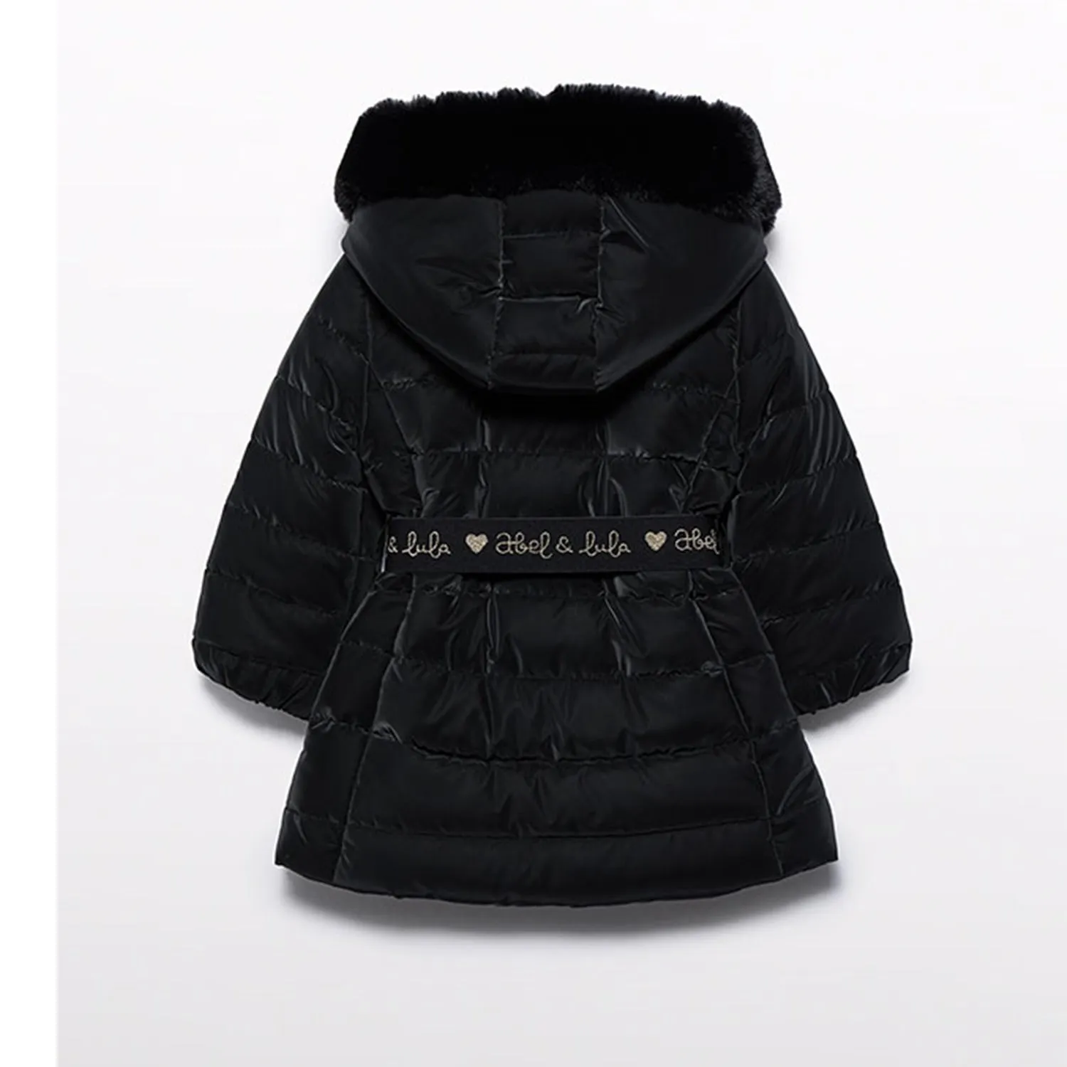Black Fur Trim Puffa Coat