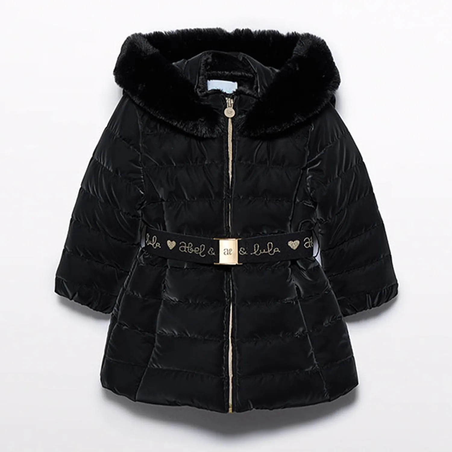 Black Fur Trim Puffa Coat