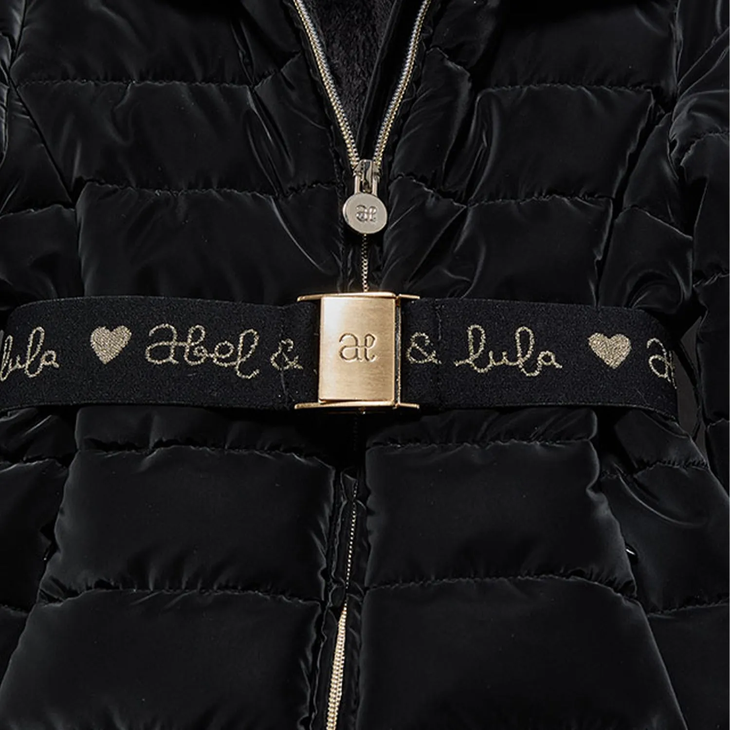 Black Fur Trim Puffa Coat