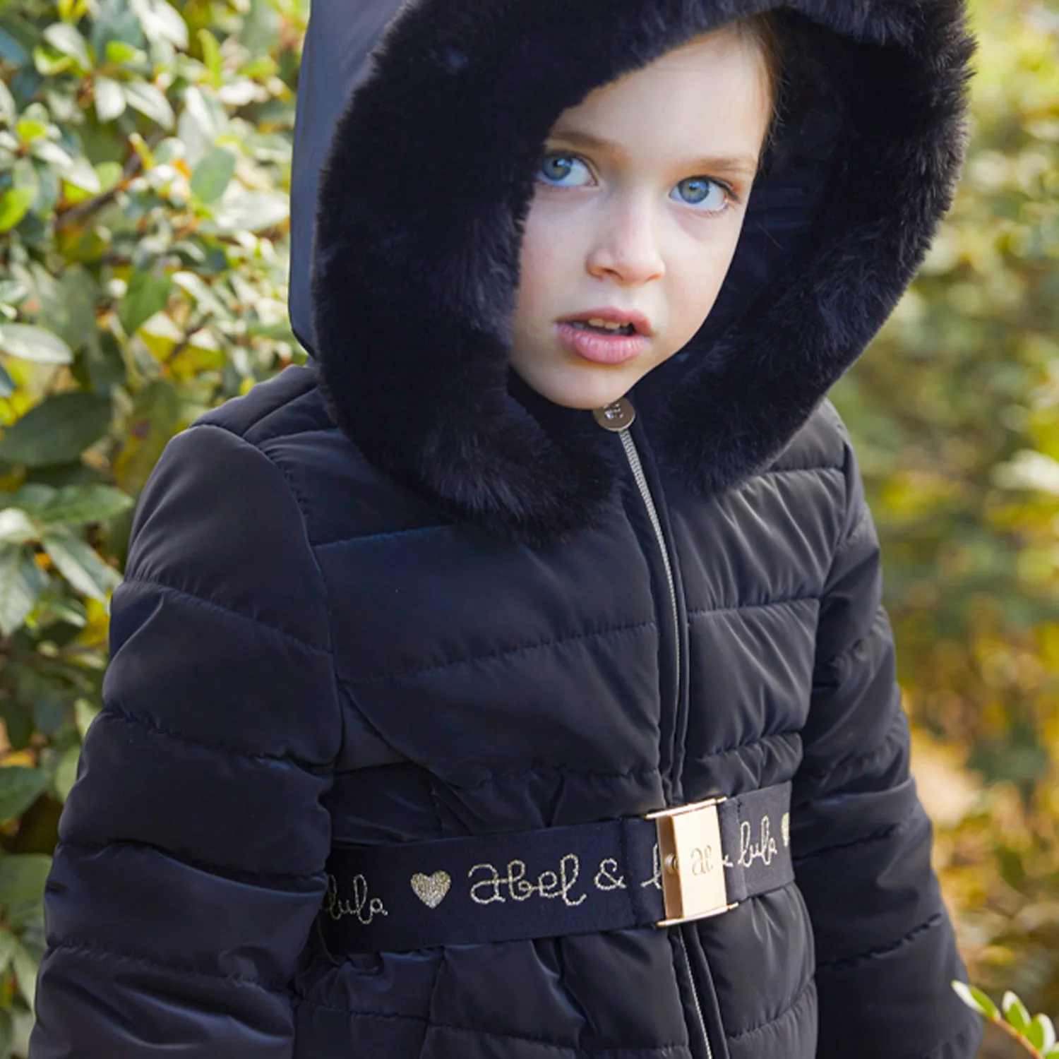 Black Fur Trim Puffa Coat