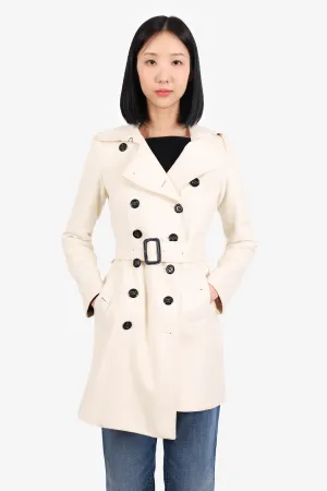 Burberry London Cream/Black Cashmere/Wool Double Breasted Coat Size 2