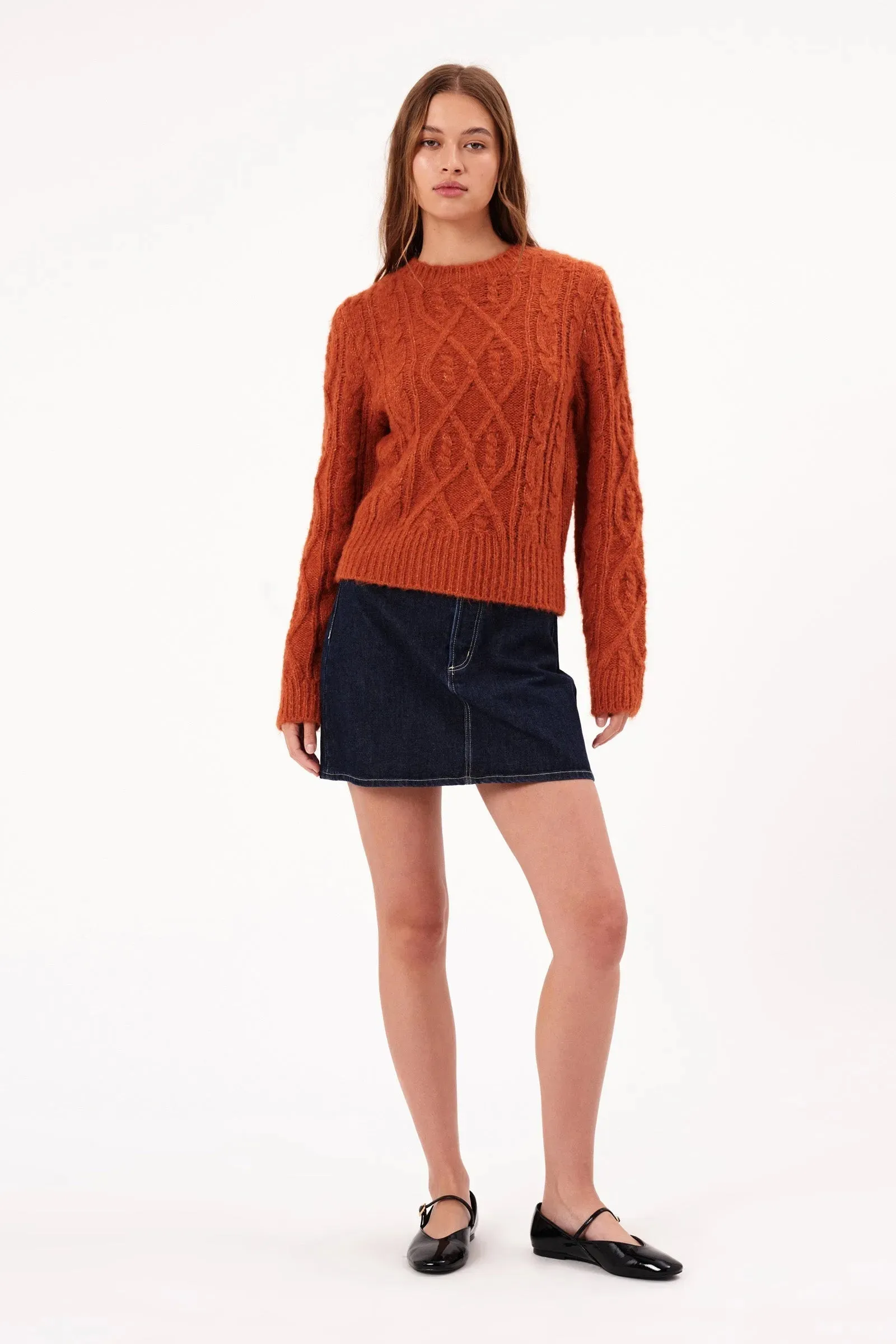 Cable Knit Sweater | Rust