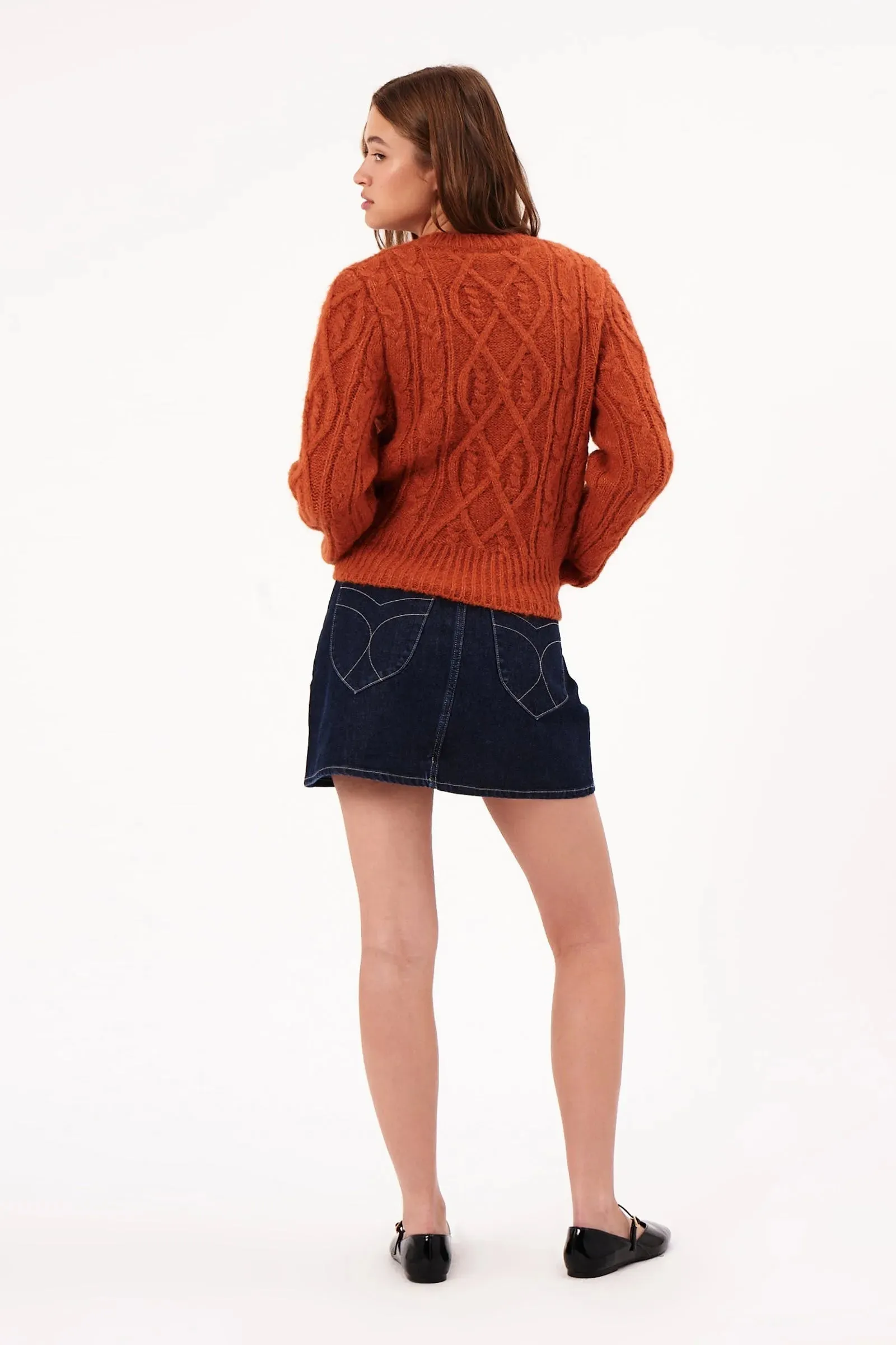 Cable Knit Sweater | Rust