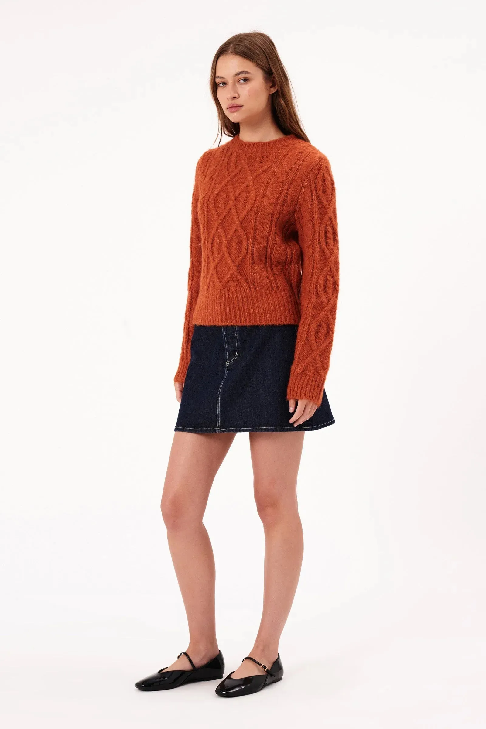 Cable Knit Sweater | Rust