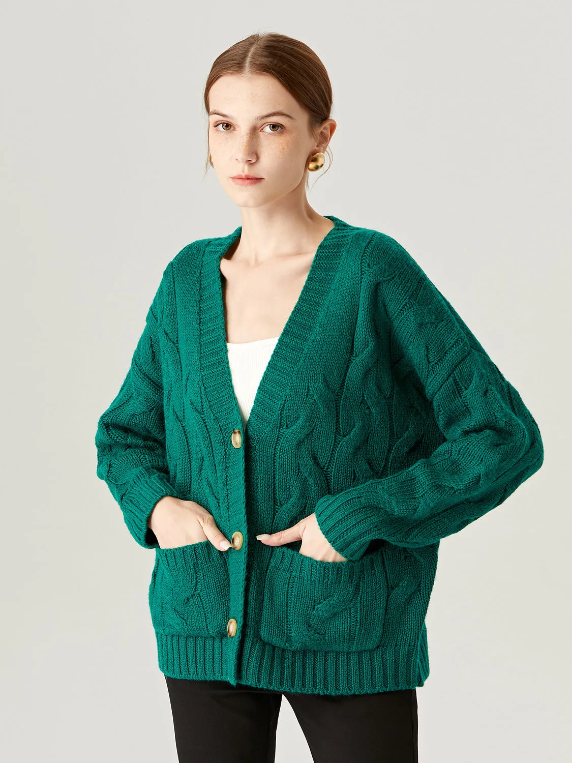 Call Me Cozy Cream Cable Knit Turtleneck Cardigans