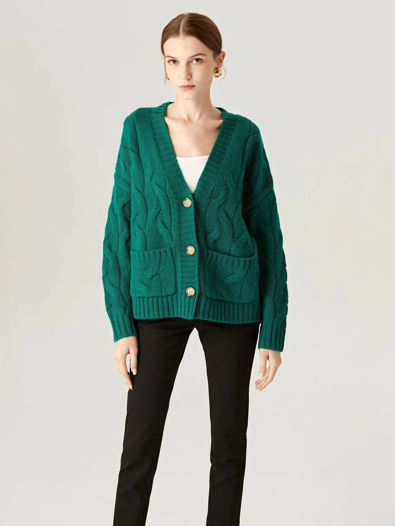 Call Me Cozy Cream Cable Knit Turtleneck Cardigans