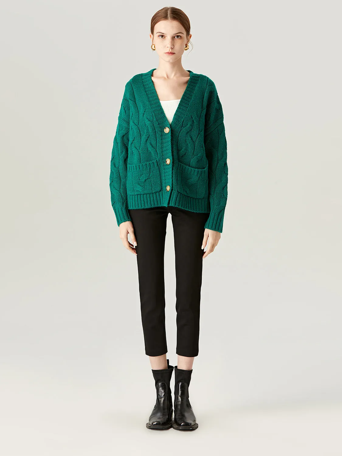 Call Me Cozy Cream Cable Knit Turtleneck Cardigans