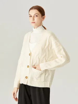 Call Me Cozy Cream Cable Knit Turtleneck Cardigans