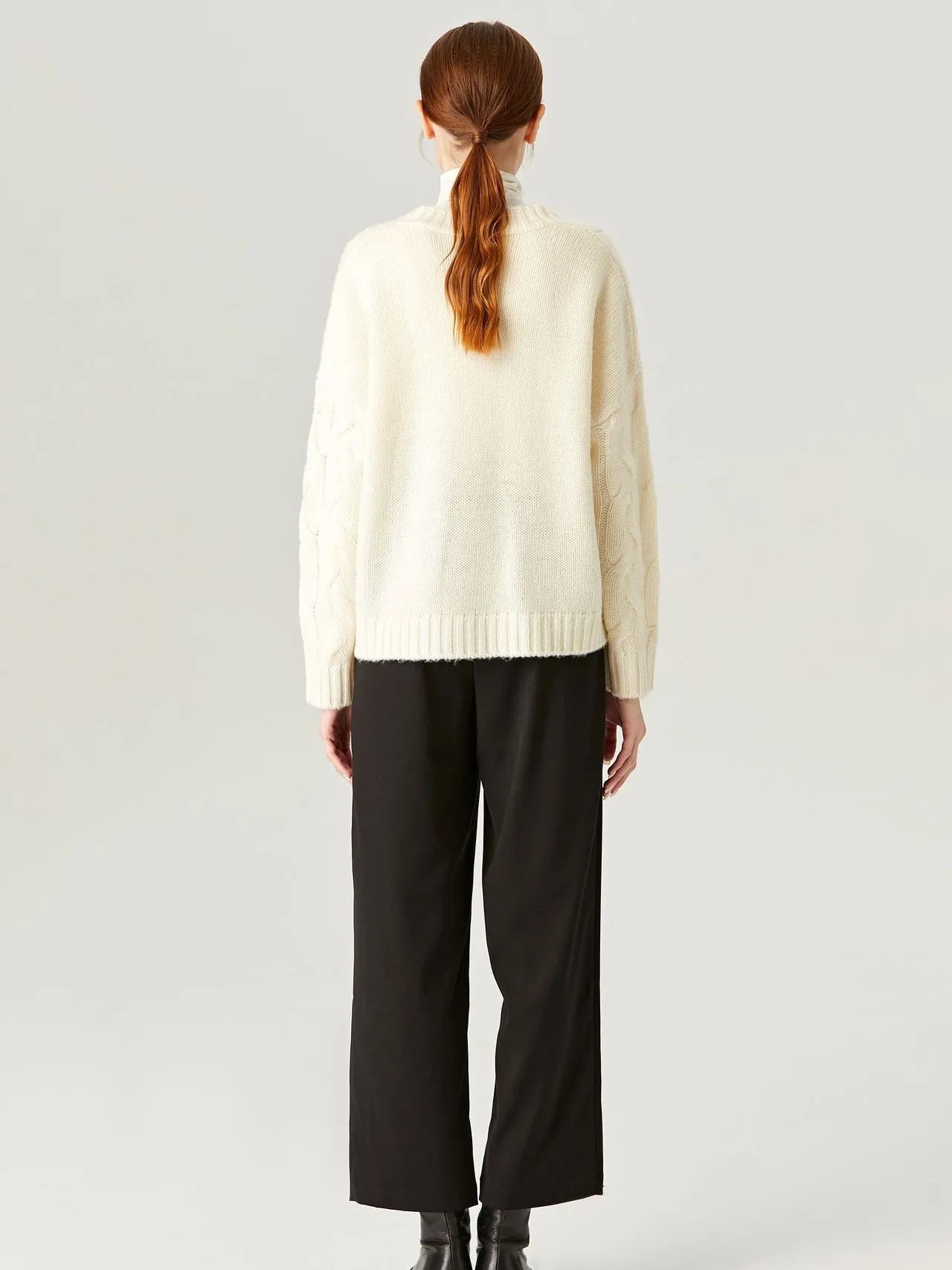 Call Me Cozy Cream Cable Knit Turtleneck Cardigans