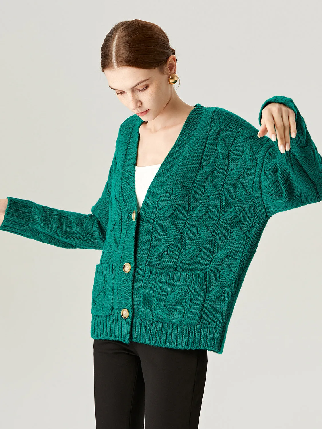 Call Me Cozy Cream Cable Knit Turtleneck Cardigans