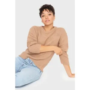 Callahan The Geo Knit Camel Cable Knit Chunky Sweater