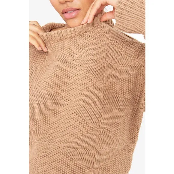 Callahan The Geo Knit Camel Cable Knit Chunky Sweater