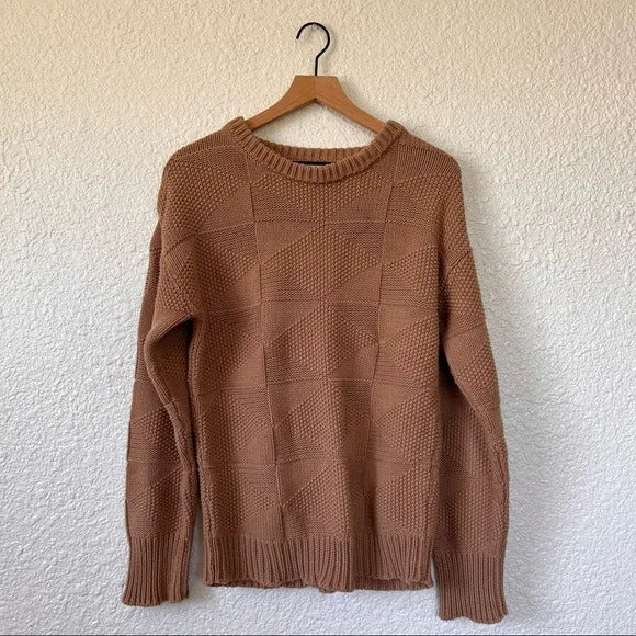 Callahan The Geo Knit Camel Cable Knit Chunky Sweater