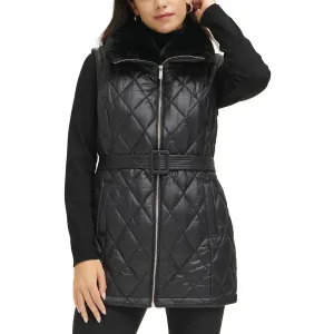 Calvin Klein Womens Faux Fur Cold Weather Puffer Vest