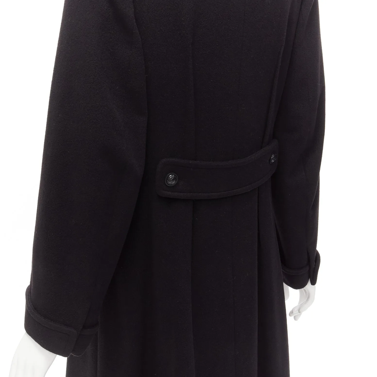CHANEL Vintage 97A 100% cashmere brown fur collar A-line coat FR38 M