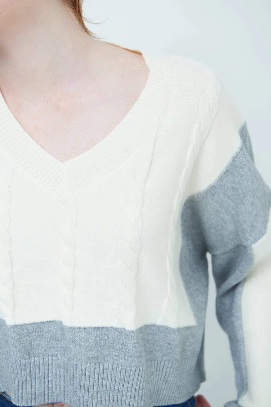 Chic cropped cable knit sweater wholesale