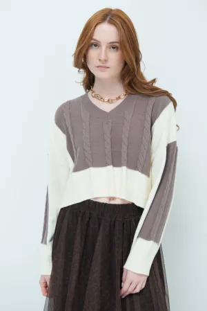 Chic cropped cable knit sweater wholesale