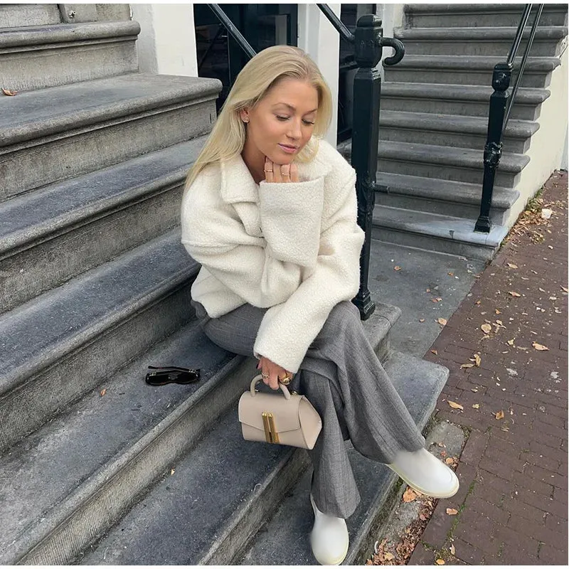 Chic Sherpa lambs wool fleece shearling jacket autumn coat winter warm jacket
