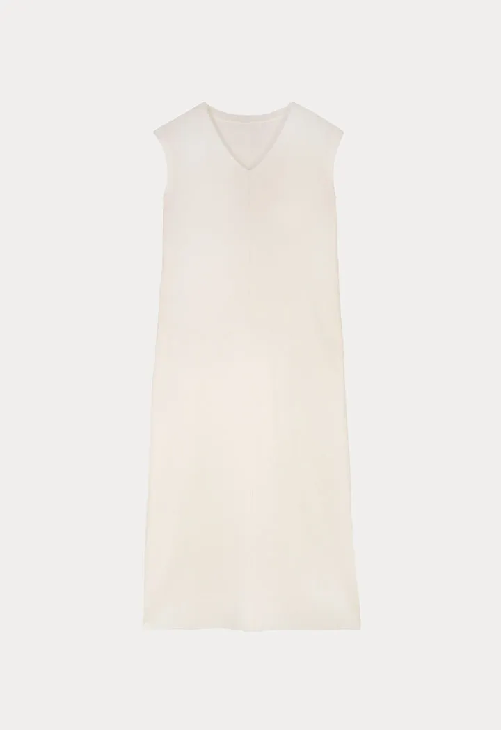 Choice Sleeveless Solid Knit Maxi Dress Cream-Off White