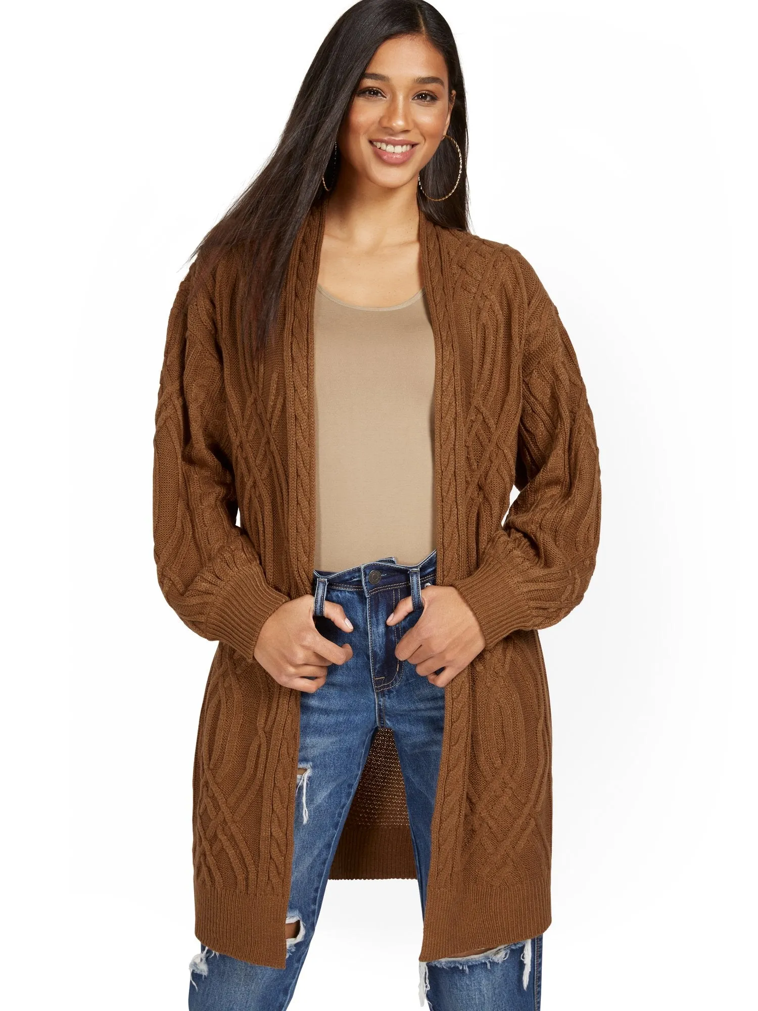 Chunky Cable-Knit Cardigan