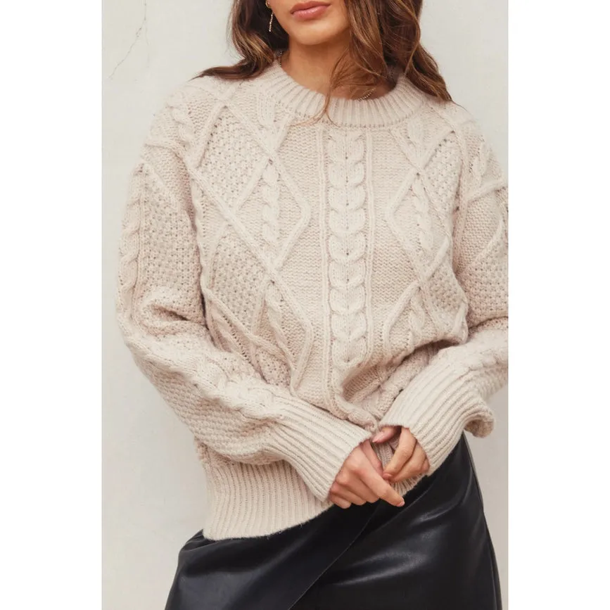Chunky Cable Knit Sweater CREAM