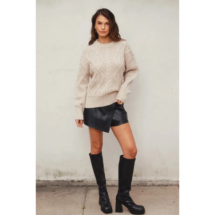 Chunky Cable Knit Sweater CREAM