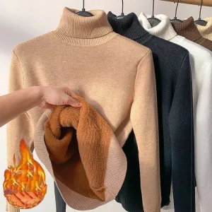 CJ,Turtle Neck Winter Sweater Women Elegant Thick Warm Female Knitted Pullover Loose Basic Knitwear