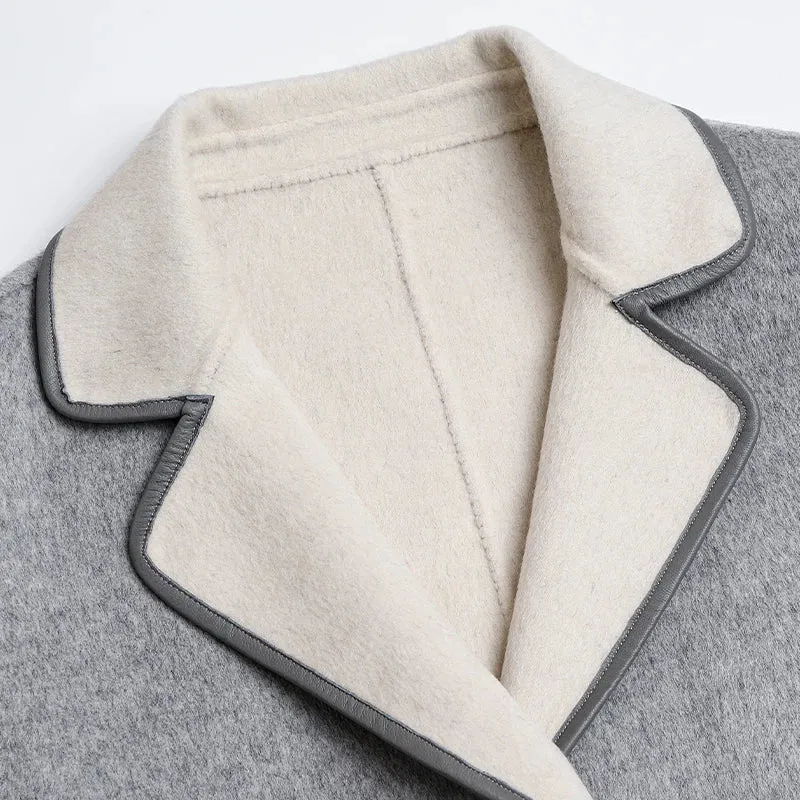Classy High quality 70% Australian Wool cashmere reversible belted coat wrap coat