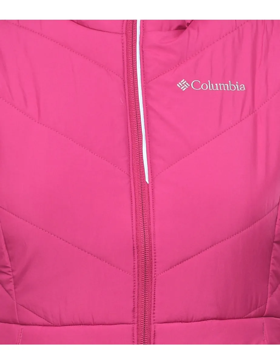 Columbia Pink Hooded Fur Trim Puffer Jacket - S