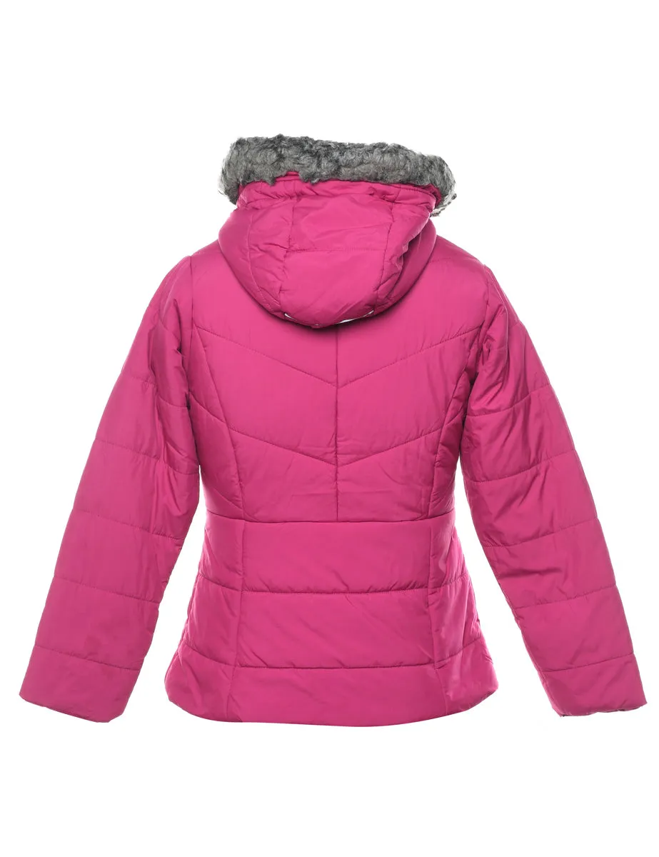 Columbia Pink Hooded Fur Trim Puffer Jacket - S
